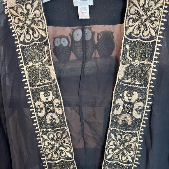Chico’s Mesh Kimono with Gold Embroidered Material - Picture 4 of 7